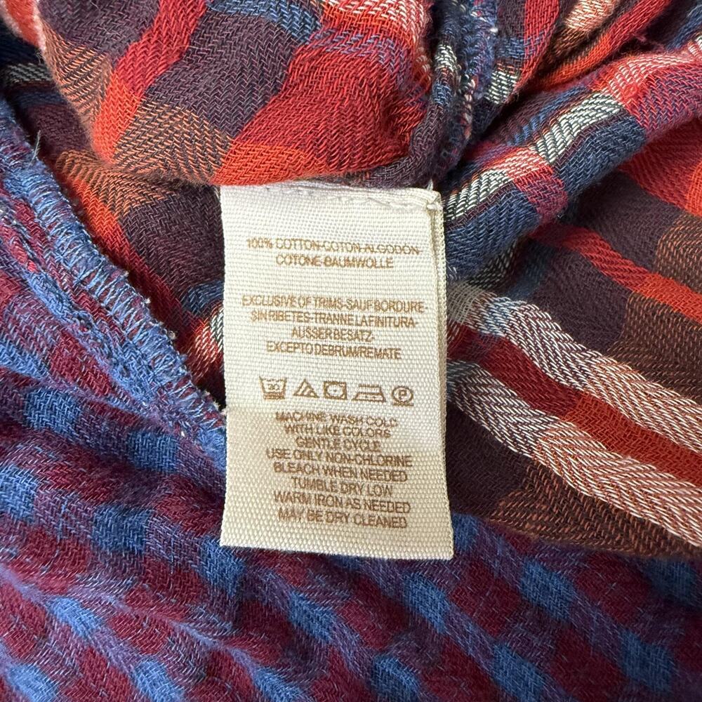Free People Shirt Womens XS Red Blue Oversized Dolman Long Sleeve Patchwork - Picture 5 of 8